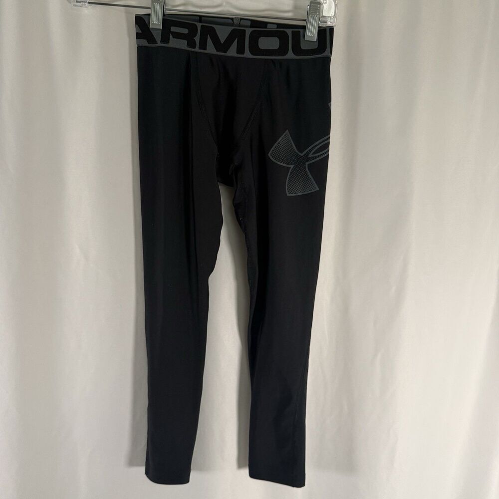 Under Armour Compression Pants Boys Small Black Elastic Waist Pull On